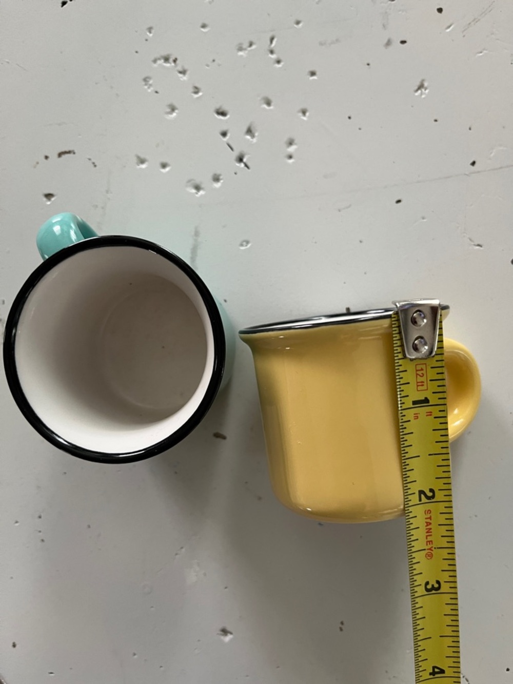 Two-Piece Yellow and Teal Enamel Mini Mugs - Picture 6 of 6